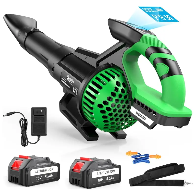 710 Cfm/180 Mph Leaf Blower Cordless With 2X 5500 Mah Battery And Charger 1