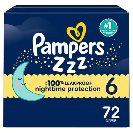 72 Size 6 Pampers Zzz Overnight Diapers 1