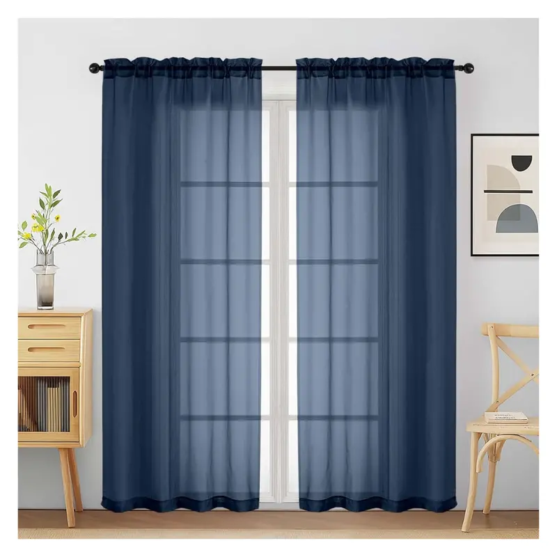 72" Soft 2-Panels Airy Modern Light Filtering Sheer Curtains Set 1