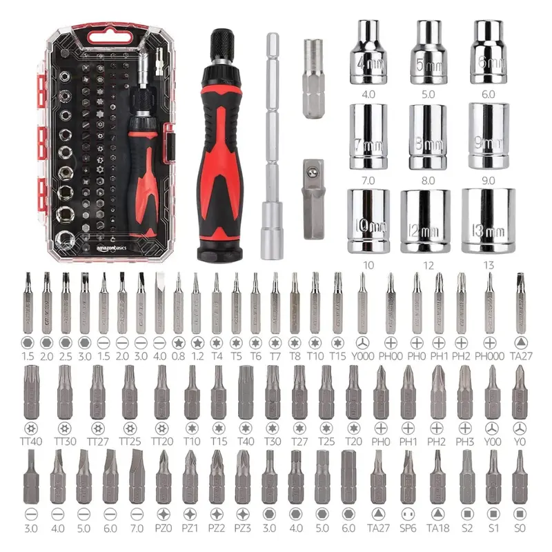 73-Piece Amazon Basics Magnetic Ratcheting Wrench & Screwdriver Set 1
