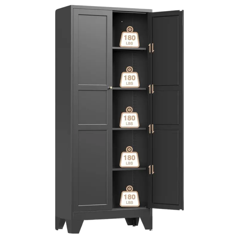 75" Metal Pantry Cabinet With 2 Door And 4 Adjustable Shelves 1