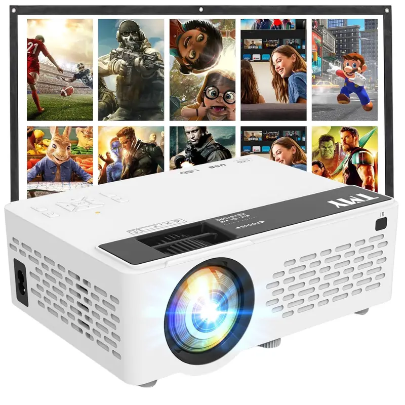 7500 Lumens Mini Hd Led Projector With 80" Screen 1