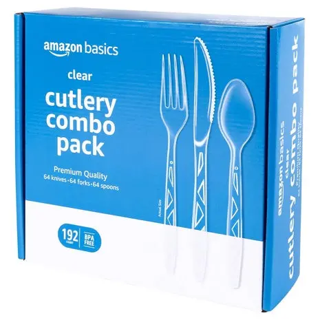 768 Amazon Basics Disposable Clear Assorted Cutlery 1
