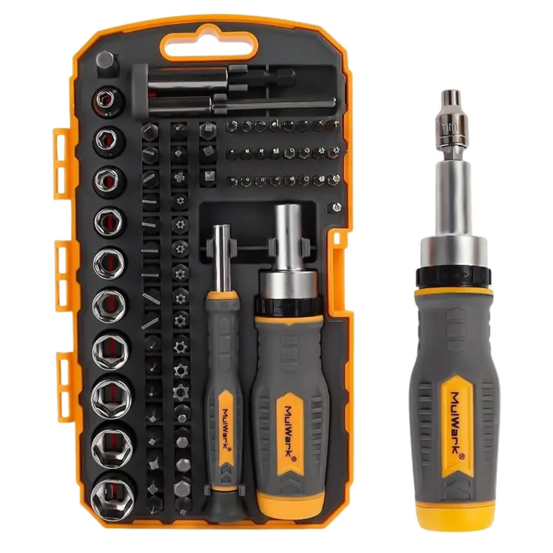 77-Pieces Mulwark Ratchet Screwdriver Bits & Socket Set 1