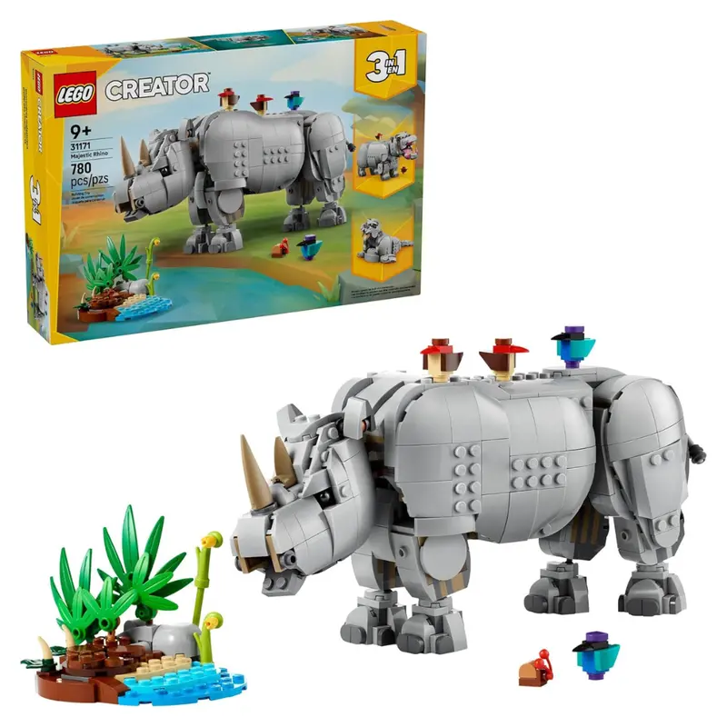 780-Piece Lego Creator 3-In-1 Wild Animals: Majestic Rhino With Birds 1