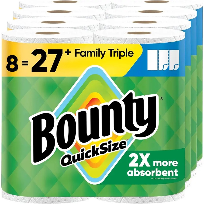 8-Count Family Triple Rolls Of Bounty Quick-Size Paper Towels 1