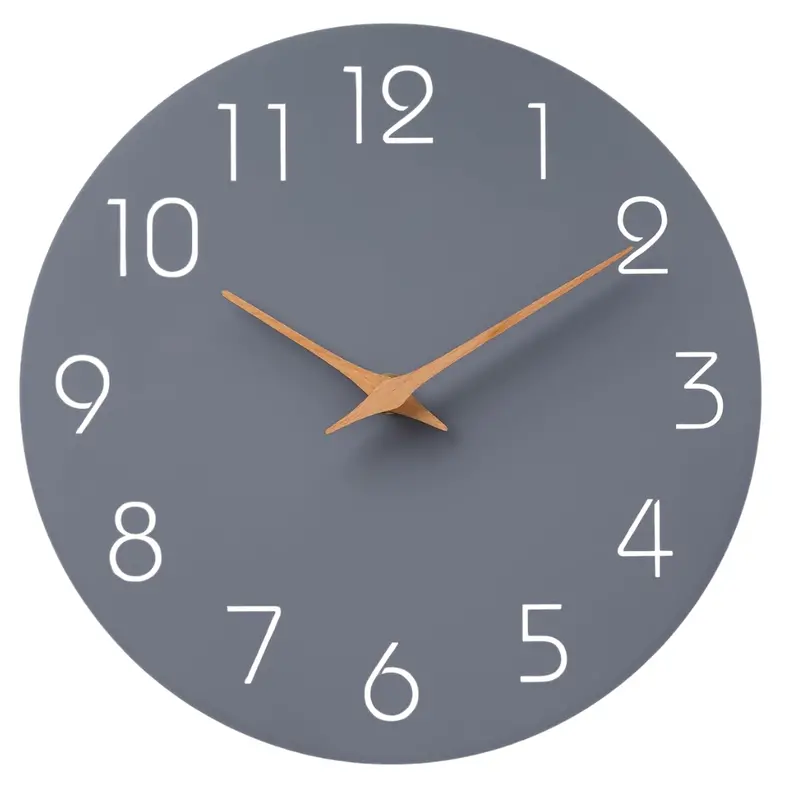 8" Gray Silent Non Ticking Battery Operated Modern Wall Clock 1