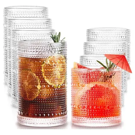 8 Hobnail Drinking Glasses Set 1