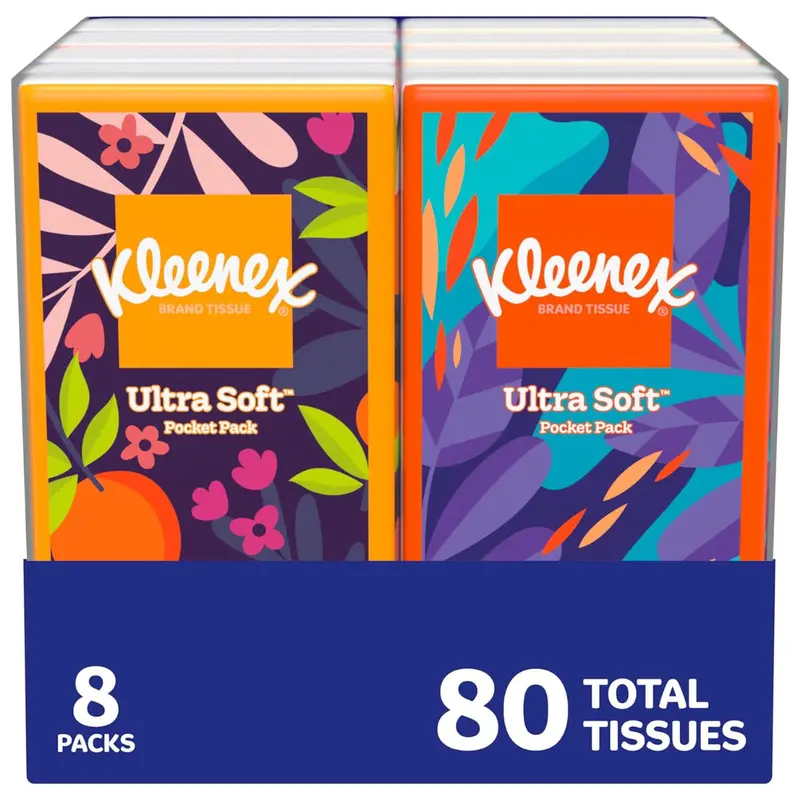 8-Pack 10-Count Kleenex Ultra On-The-Go Tissue Pocket Packs 1