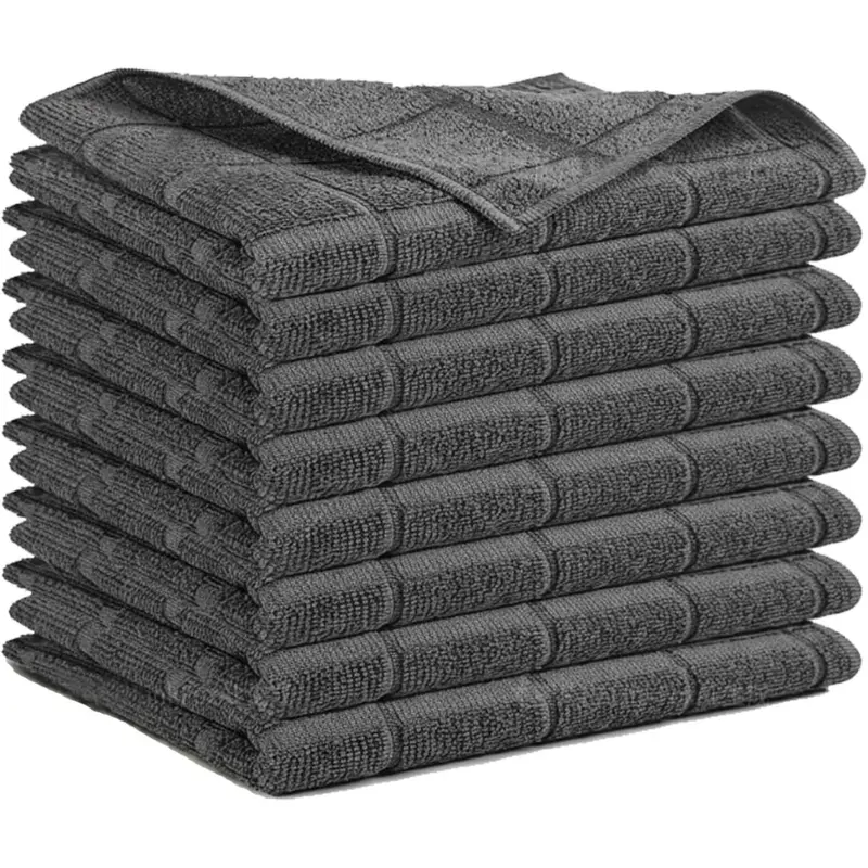 8 Pack 12"X12" Grey Jacquard Grid Cleaning Rags 1