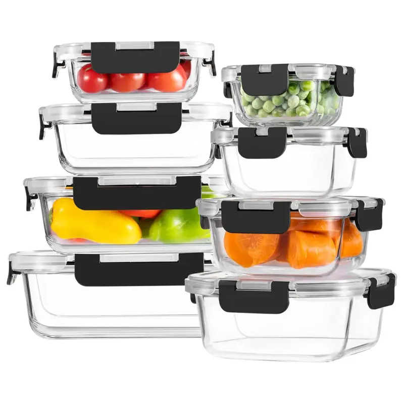 8-Pack Borosilicate Glass Food Storage Containers With Lids 1