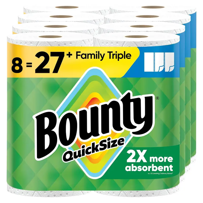 8-Pack Bounty Quick-Size Triple Paper Towels (Total 1128-Sheet Count) 1