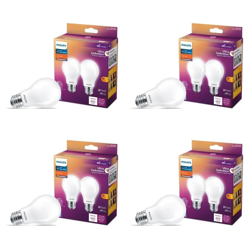 8-Pack Philips Led 40W A19 Light Bulbs 1