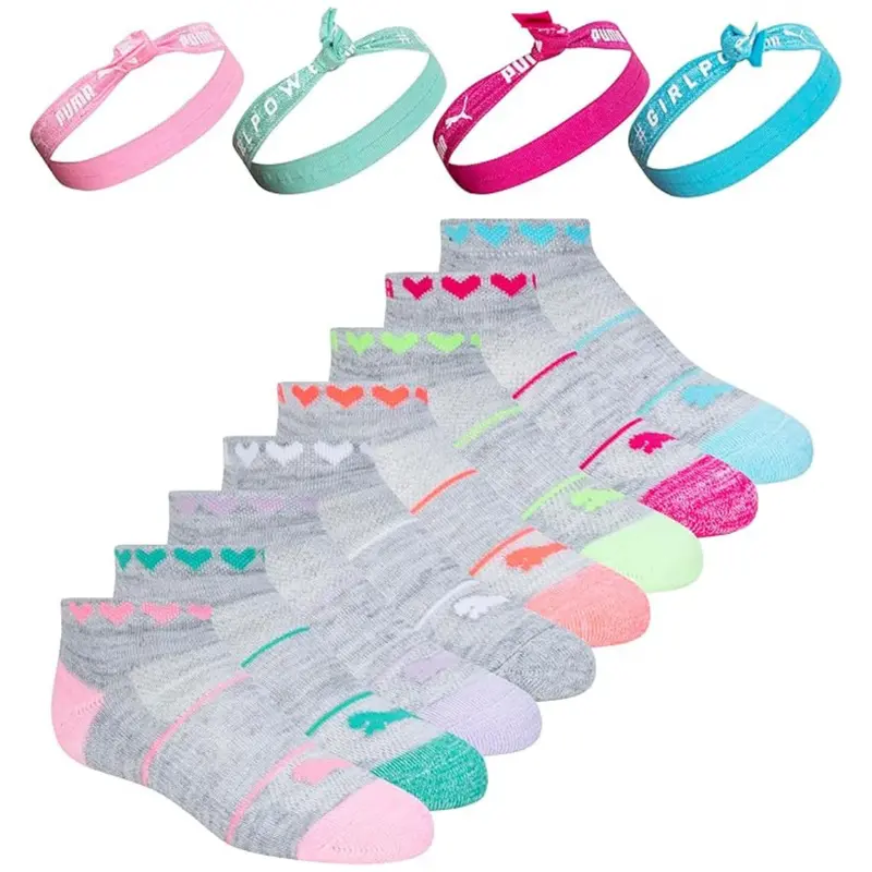 8-Pack Puma Girls Low Cut + 4 Pack Hair Ties 1