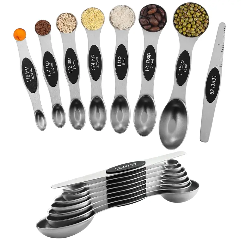 8-Pack Stainless Steel Magnetic Measuring Spoons Set 1