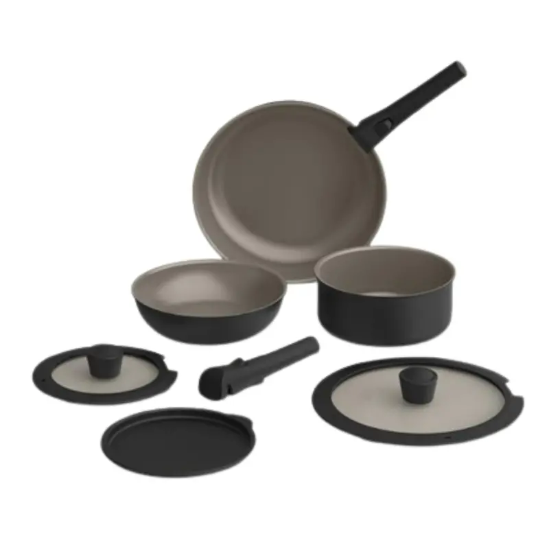 8-Piece Bella Removable Handle Cookware Set With Silicone Rims 1