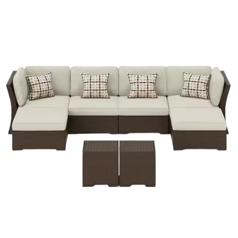 8-Piece Hand-Woven Resin Wicker Outdoor Furniture Set 1