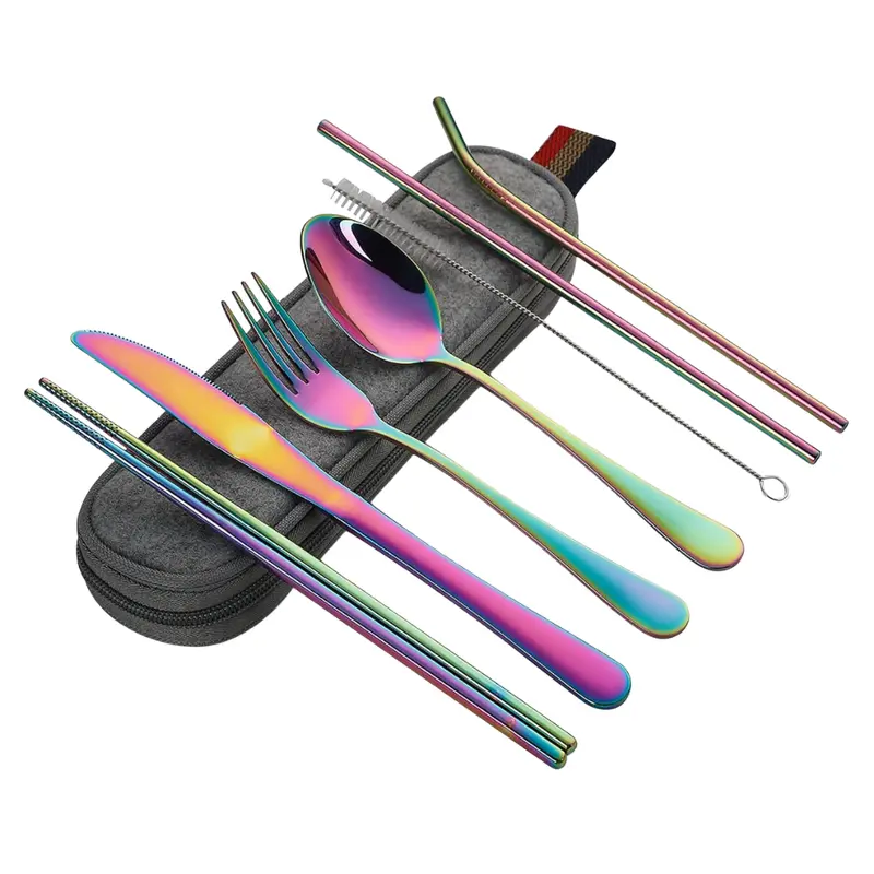 8-Piece Portable Utensils Stainless Steel Cutlery Set W/ Case 1