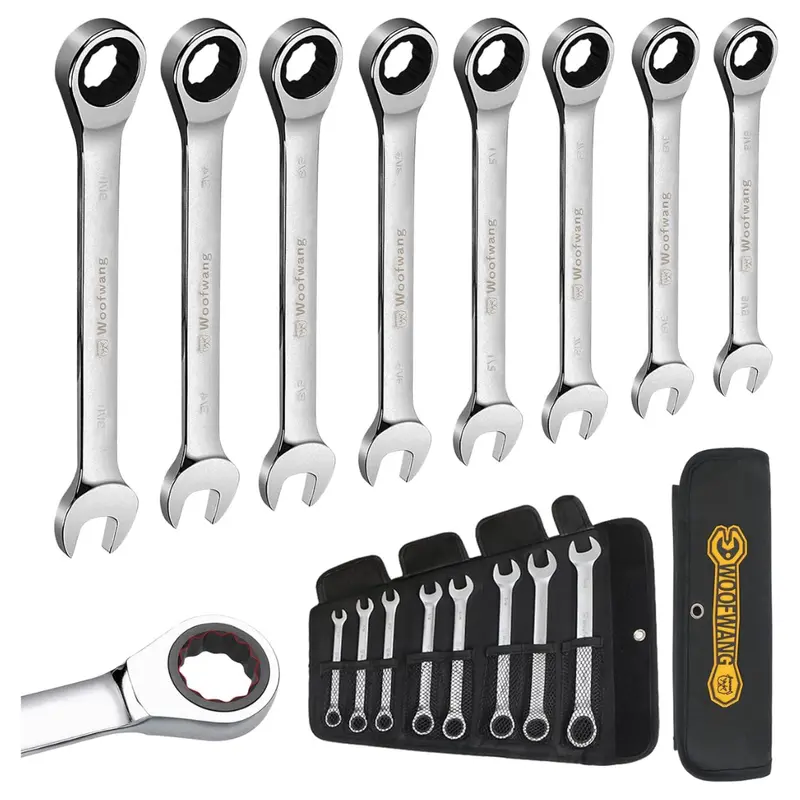 8-Piece Woofwang Global Sae Ratcheting Combination Wrench Set 1