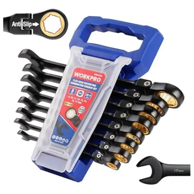 8-Piece Workpro Flex Ratchet Wrench Metric (8Mm-17Mm) 1