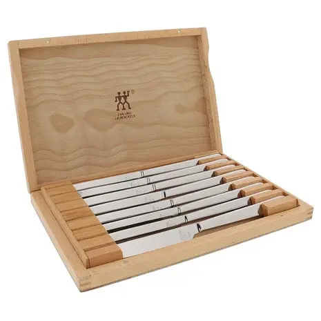 8-Piece Zwilling J.A. Henckels Stainless Steel Steak Knife Set With Wooden Case 1