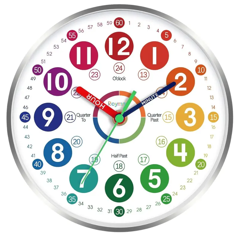 8" Teaching Time Battery Operated Wall Clock 1
