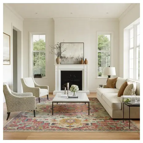 8' X 10' Ivory Pink Area Rug 1