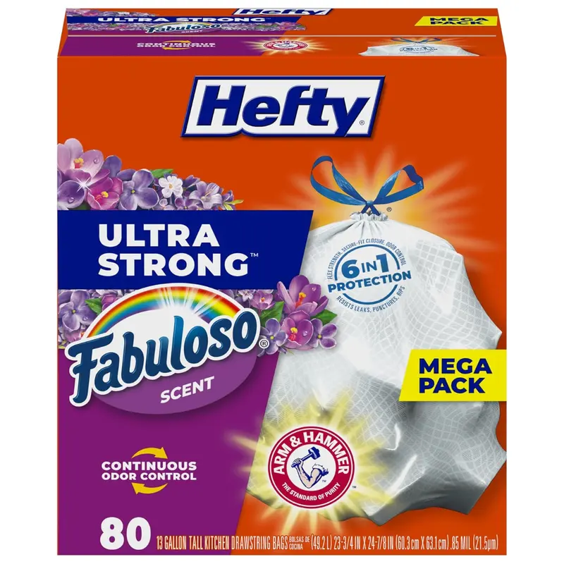 80-Count 13-Gallon Hefty Ultra Strong Tall Kitchen Trash Bags 1