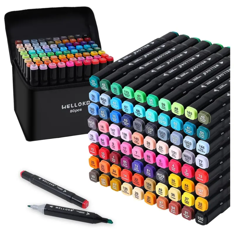 80-Count Dual Brush Tip Permanent Art Markers 1
