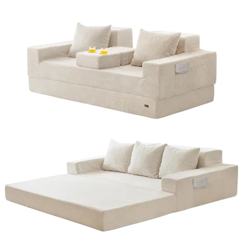80" Oversized 4-In-1 Convertible Loveseat Couch Sofa Bed 1