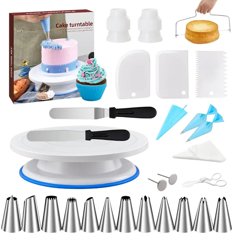 82-Piece Cake Decorating Tools Supplies Kit With Turntable Stand 1