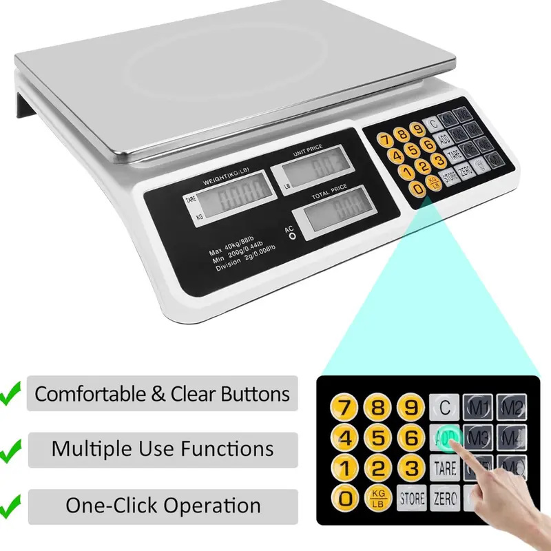88Lb/40Kg Digital Price Computing Lcd Commercial Food Scale 1