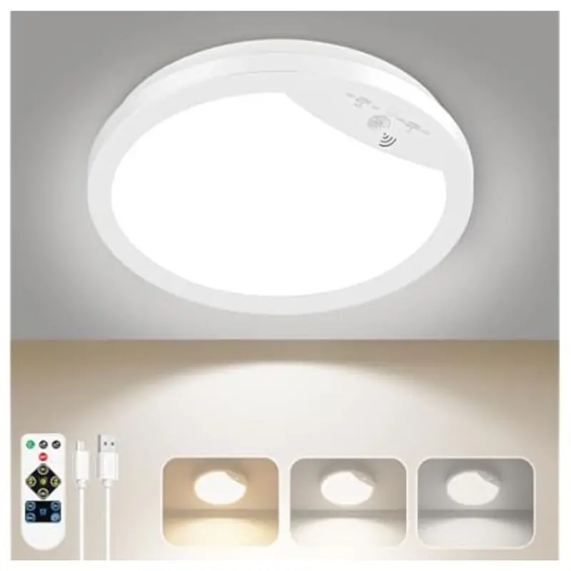 9" Lakumu Rechargeable Motion Sensor Ceiling Light With Remote 1