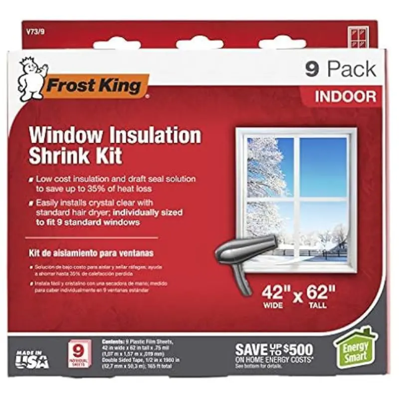 9-Pack Frost King V73/9H 42" X 62" Indoor Shrink Window Kit 1