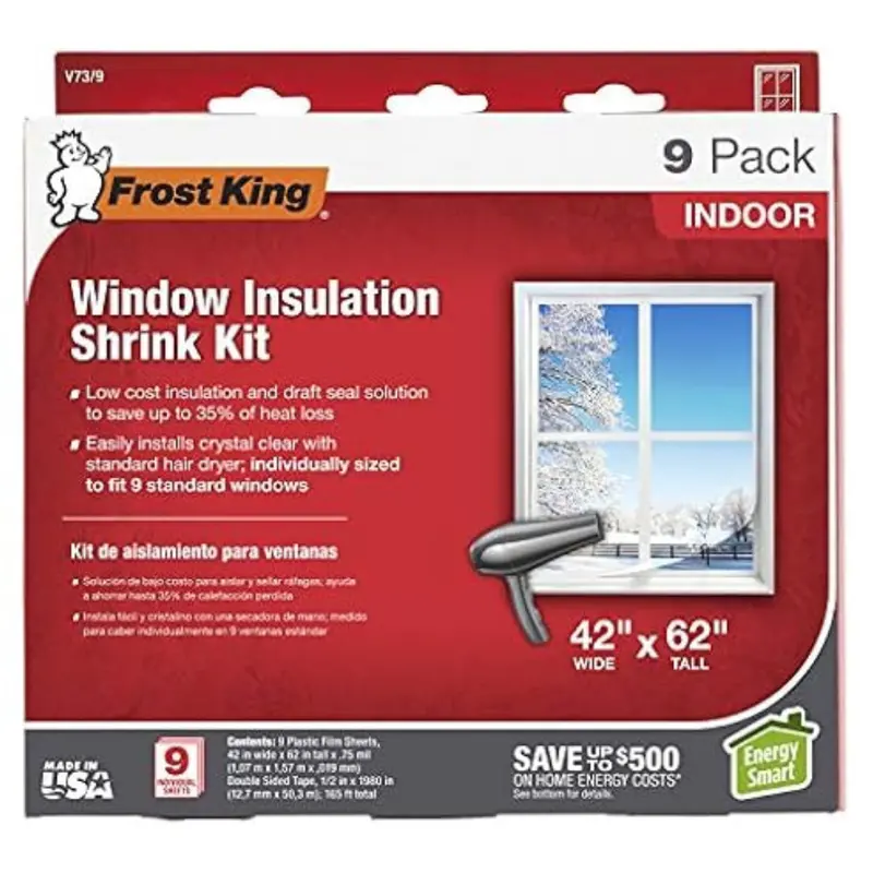 9-Pack Frost King V73/9H 42" X 62" Indoor Shrink Window Kit 1