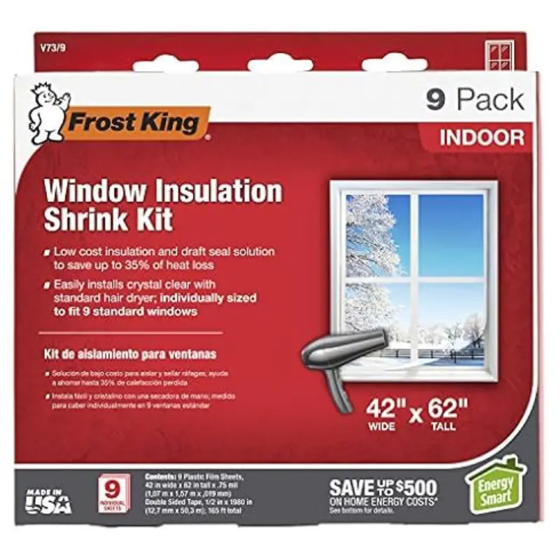 9-Pack Frost King V73/9H 42" X 62" Indoor Shrink Window Kit 1