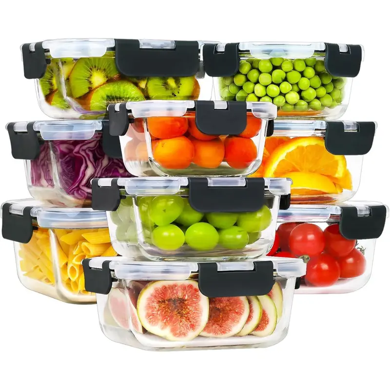 9-Pack Homberking Glass Food Storage Containers With Lids 1