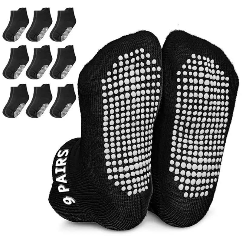 9-Pair Infinno 78% Cotton Kids' Non-Slip Ankle Socks 1
