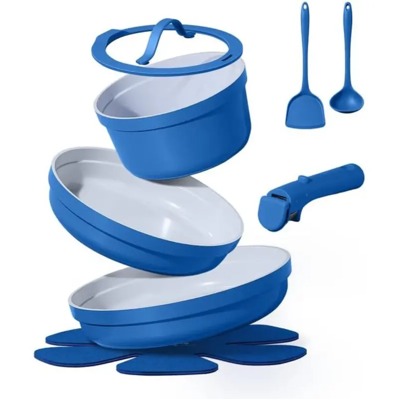 9-Piece Carote Ceramic Non Stick Pots & Pans Set With Detachable Handle 1