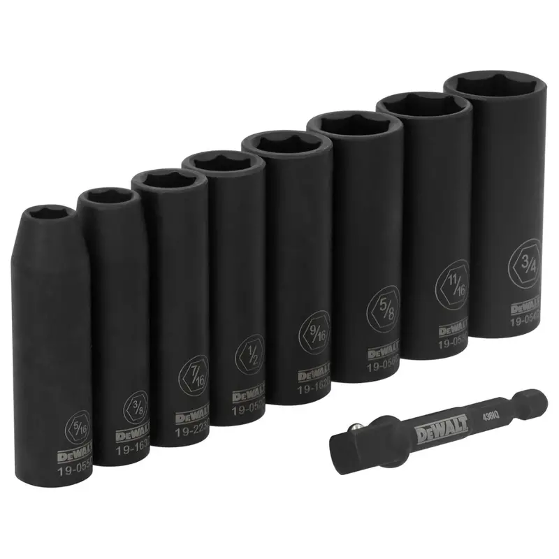 9-Piece Dewalt 3/8 Drive Standard Sae Deep Socket Set 1