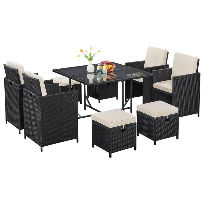 9-Piece Yaheetech Patio Dining Sets With Removeable Cushions 1