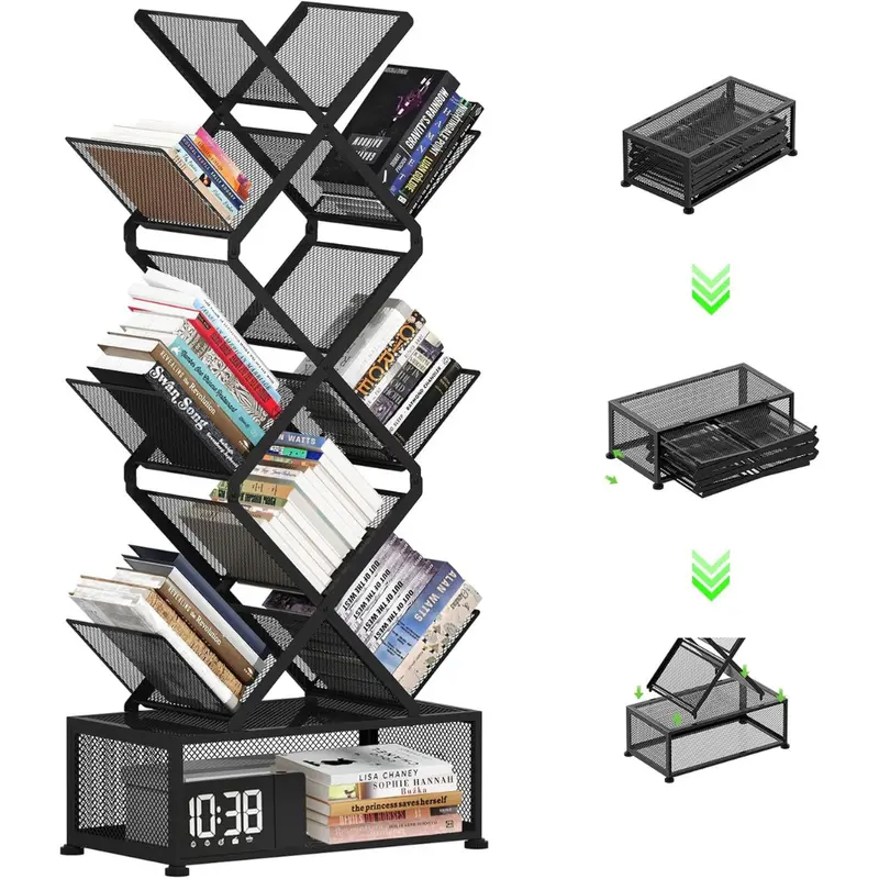 9-Tier Space Saving Book Shelf With Storage (3 Colors) 1