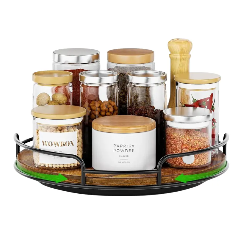 9" Wood Lazy Susan Turntable Organizer 1