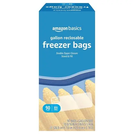 90 Amazon Basics Reclosable Freezer Gallon Bags 1