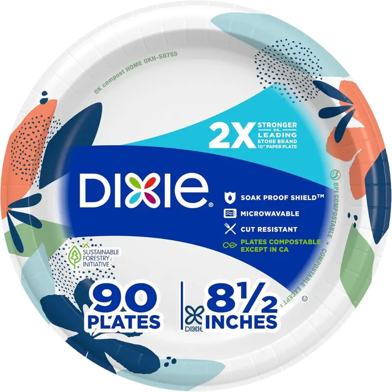 90-Count Dixie 8.5" Light Dinner Disposable Paper Plates 1