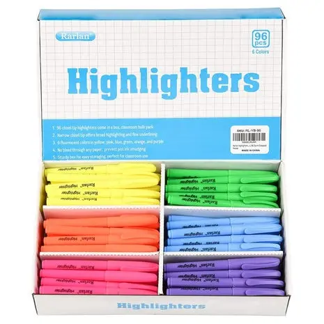 96 Assorted Fluorescent Chisel Tip Highlighters 1