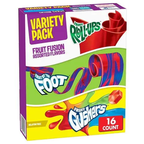 96 Betty Crocker Fruit Roll-Ups, Fruit By The Foot & Gushers Variety Pack 1