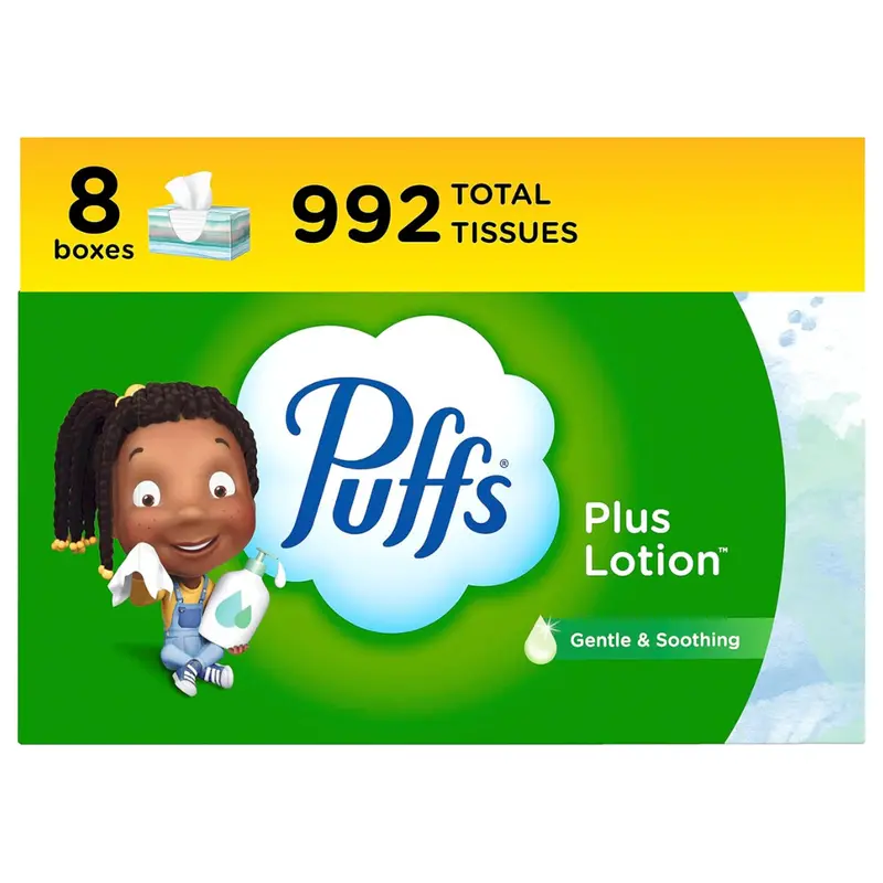 992-Count (8-Pack X 124-Count) Puffs Plus Lotion Facial Tissues 1