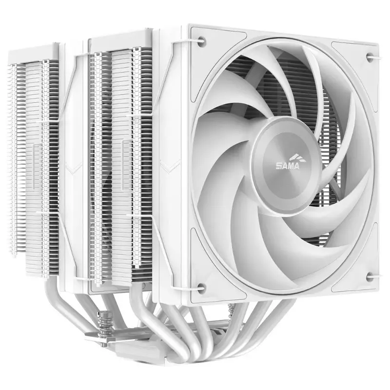 A60w Dual-Tower Cpu Air Cooler Aluminum Top Cover 6 Copper Heat Pipes (White) 1