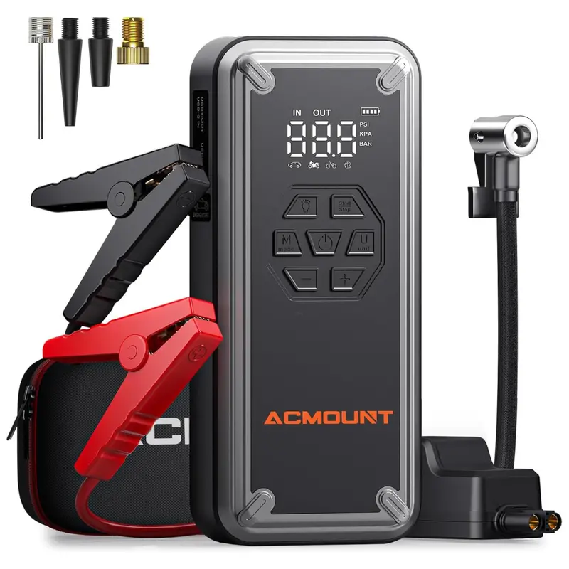 Acmount 5000A 12V 26800Mah Battery Jump Starter W/ 150Psi Air Compressor 1